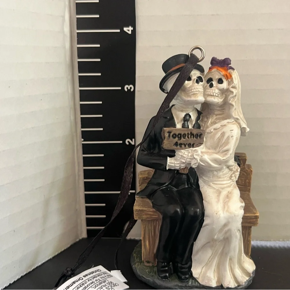 Skeleton Couple Wedding ornament - Black, White, Orange